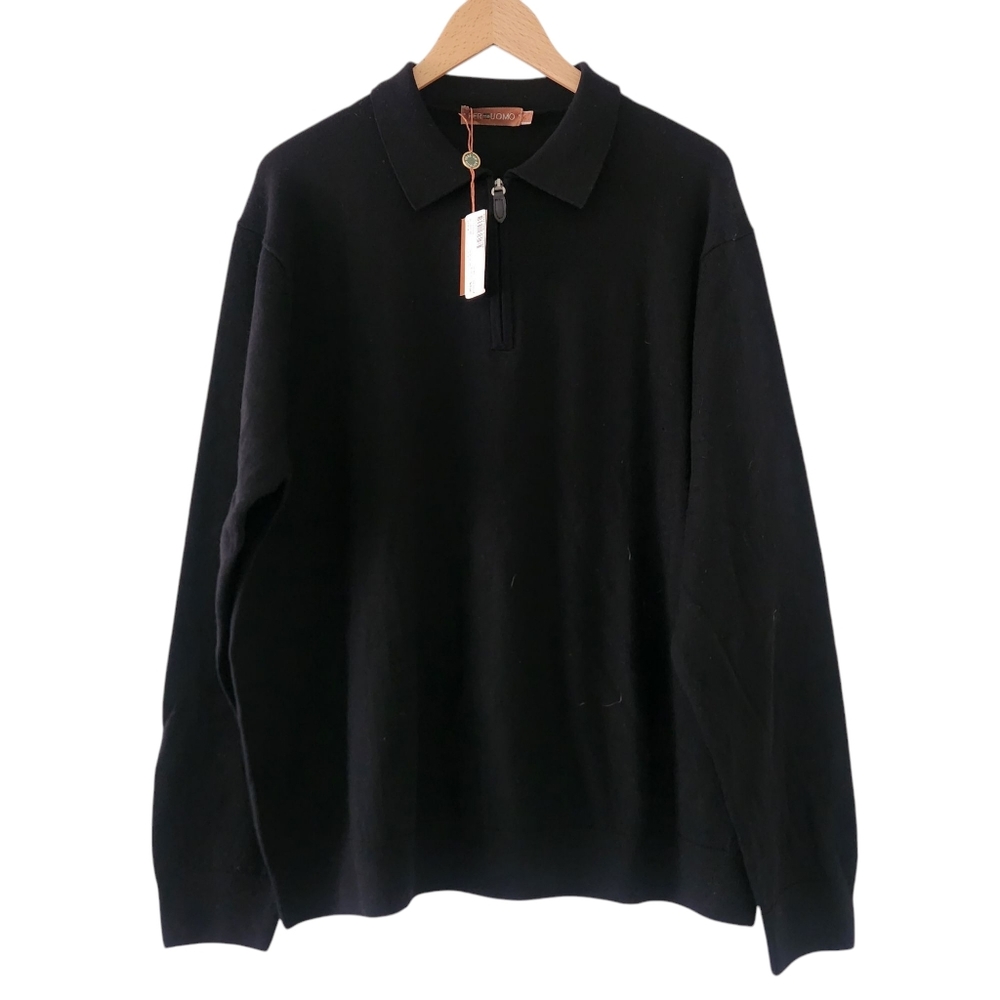 NWT Bugatchi Per me Uomo Merino Wool Quarter Zip Collared Long Sleeve Sweater XL